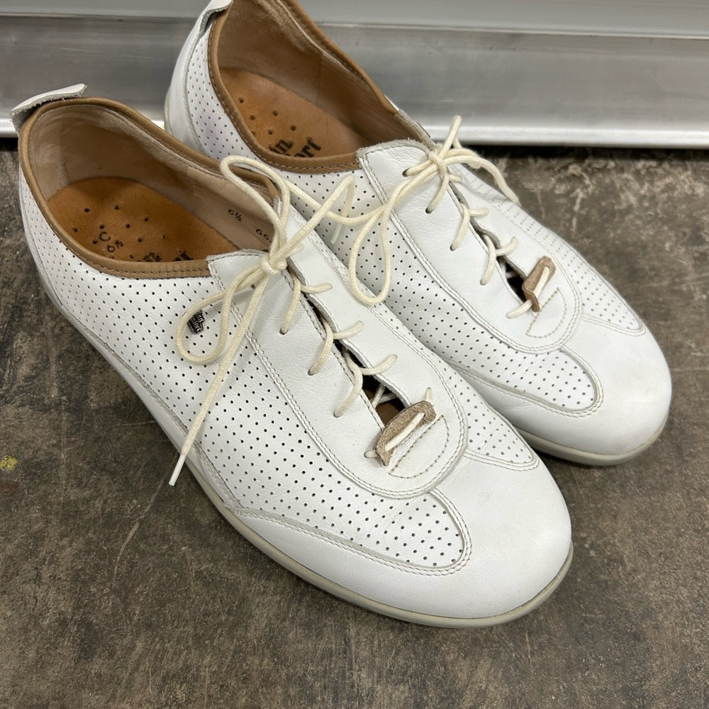 Finn Comfort Women’s Perforated White Cut Out Sneakers Made In Germany